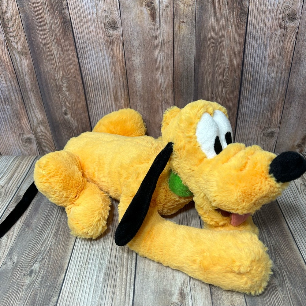 Pluto Plush Disney Parks Dog Stuffed Animal Laying Down Tongue Out Toy Doll 14"
